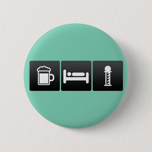 Getränk, Schlaf und Friseursalons Button (Vorderseite)