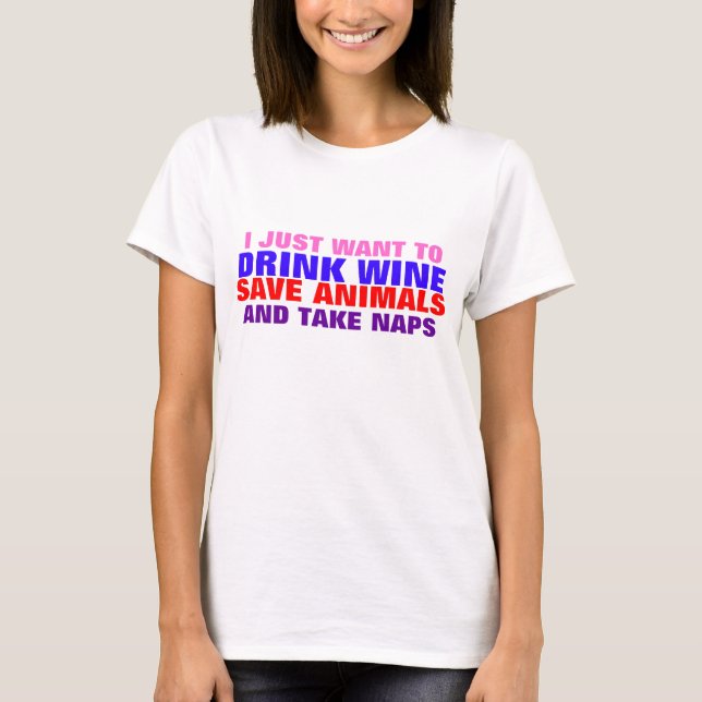 GETRÄNK-WEIN, RETTEN TIERE, T-Shirt (Vorderseite)