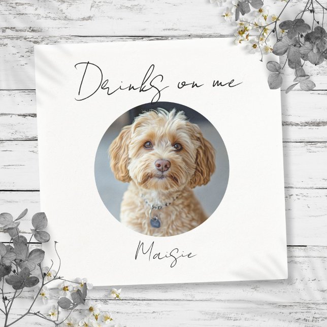 Getränke auf Haustier-Foto Hochzeit Serviette (Drinks On Me Pet Dog Photo Wedding Napkins)