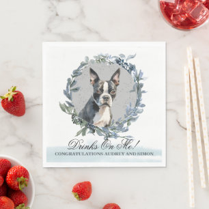 Getränke auf Me Boston Terrier Pet Wedding Serviette