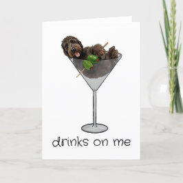 Getränke auf meinem Doodle Hund dreckig Martini Dankeskarte