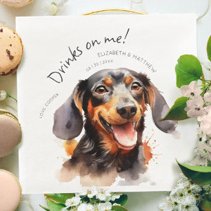 Getränke auf meiner Dackel Aquarell Spaß Hunde Hau Serviette