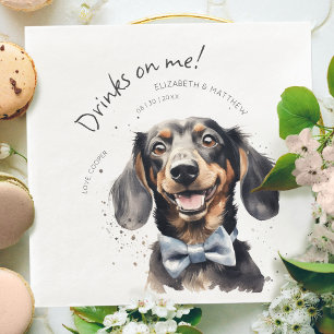Getränke auf meiner Dackel Aquarell Spaß Hunde Hau Serviette