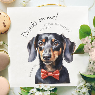 Getränke auf meiner Dackel Aquarell Spaß Hunde Hau Serviette