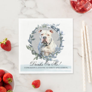 Getränke auf mich American Bulldog Hochzeitsempfan Serviette