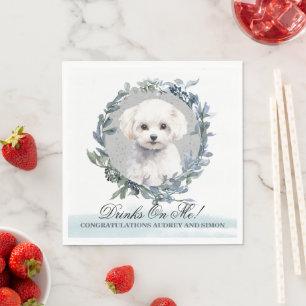 Getränke auf mich Bichon Frise Haustier-Hochzeit Serviette