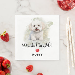 Getränke auf mich Bichon Frise Hochzeit Serviette