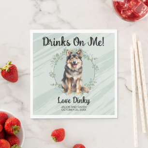 Getränke auf mich! Finnischer Lapphund Foto Hochze Serviette