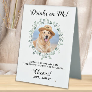 Getränke auf mir Hund öffnen Bar Haustier Hochzeit Tischaufsteller
