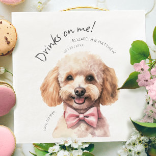 Getränke auf mir Poodle Wasserfarbe Spaß Hunde Hau Serviette