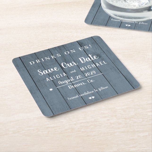 Getränke auf uns einfache rustikale Hochzeit speic Rechteckiger Pappuntersetzer (angewinkelt)