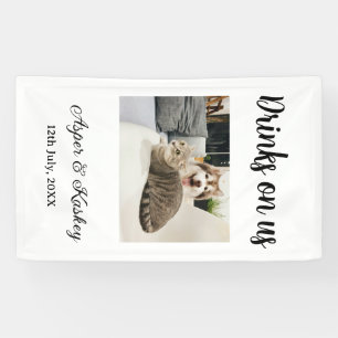 Getränke auf uns offene Bar Haustier-Foto-Hochzeit Banner