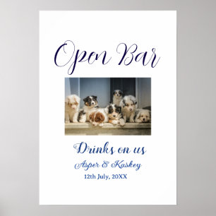 Getränke auf uns offene Bar Haustier-Foto Hochzeit Poster