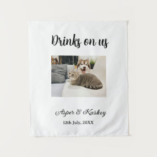 Getränke auf uns offene Bar Haustier-Foto Hochzeit Wandteppich