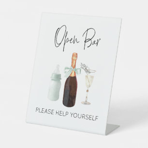 Getränke Bar-Zeichen für Baby Dusche Grün Sip & Se Sockelschild
