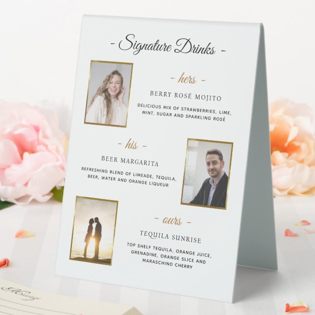 Getränke für benutzerdefinierte Signaturen Gold-Ho Tischaufsteller (In Situ (Hochzeit))