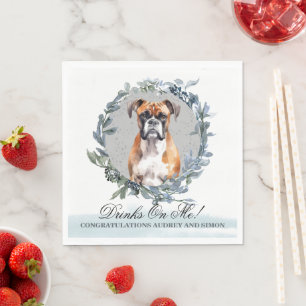 Getränke Gehen Auf Mich Boxer-Hund Hochzeit Serviette