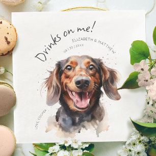 Getränke Gehen Auf Mich Dachshund Aquarell Spaß Hu Serviette