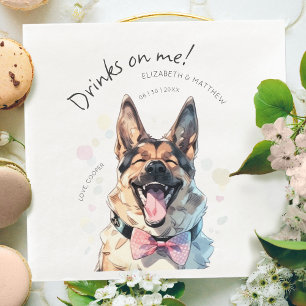 Getränke Gehen Auf Mich Deutscher Schäferhund Wass Serviette