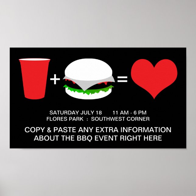 Getränke + Hamburger = Liebe Poster (Vorne)
