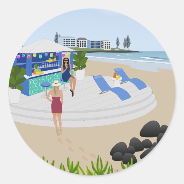 Getränke im Beach Bar Runder Aufkleber (Vorderseite)