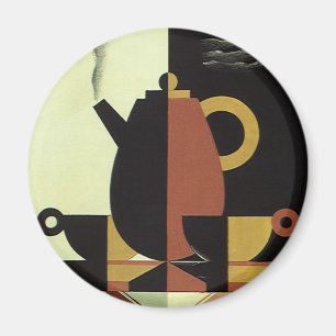 Getränke Kaffee-Kanne mit Tassen im Vintage-Stil Magnet