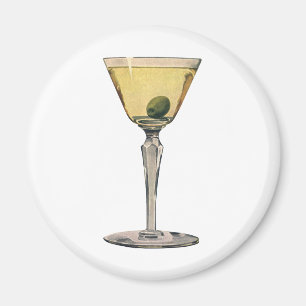 Getränke, Martini Olive Cocktail im Vintage-Stil Magnet