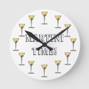 Getränke, Martini Olive Cocktail Runde Wanduhr