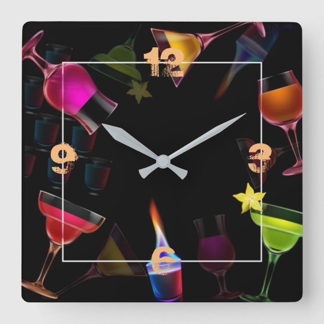 Getränke Quadratische Wanduhr (Vorderseite)