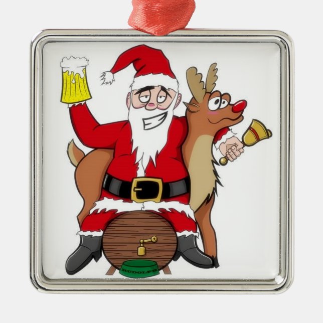***GETRÄNKE** UND **ERWACHSENORNATION SILBERNES ORNAMENT (Vorne)