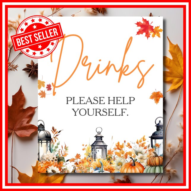 GETRÄNKE UNTERZEICHNEN eine kleine Kürbis-Baby-Dus Poster (DRINKS SIGN A Little Pumpkin is on the Way Fall Autumn Baby Shower Poster )
