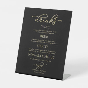 Getränkebar Gold Schrift Schwarz Hochzeitsschild Sockelschild