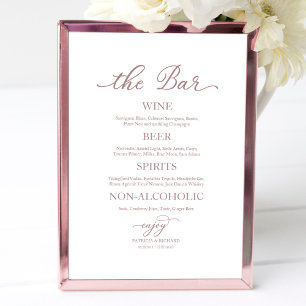 Getränkebar Rose Gold Kalligrafie Hochzeitsschild Poster
