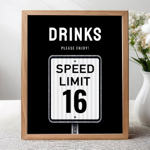 Getränkeecke Schild 16. Geburtstag Geschwindigkeit