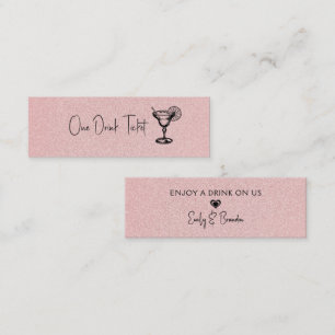 Getränkegutschein, rosa glitzernde Textur Mini Visitenkarte
