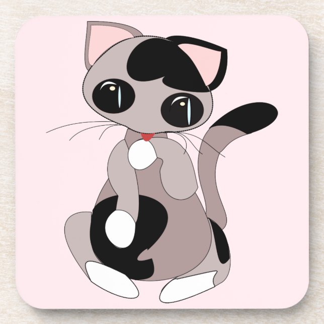 Getränkekappe mit Katzenrosa Getränkeuntersetzer (Vorderseite)