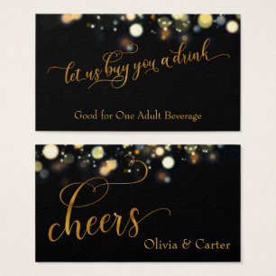 Getränketickets, Elegante Goldschrift & Bokeh