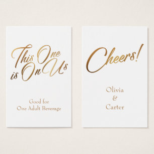 Getränketickets, schlank, elegante Goldschrift auf