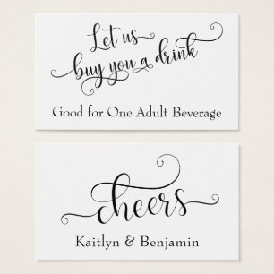 Getränketickets   Schwarze Script-Typografie auf W