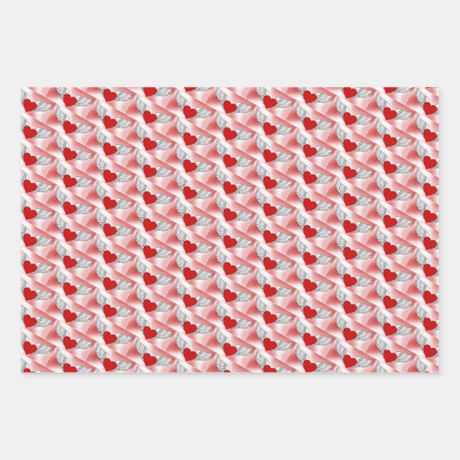 Getrennte fliegende Herzen Geschenkpapier Set (Vorderseite)