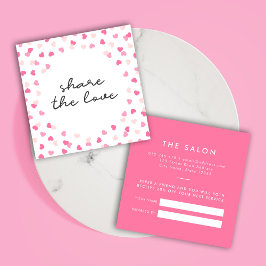 Getrennte rosa Herzen Confetti Teilen Sie die Lieb Empfehlungskarte