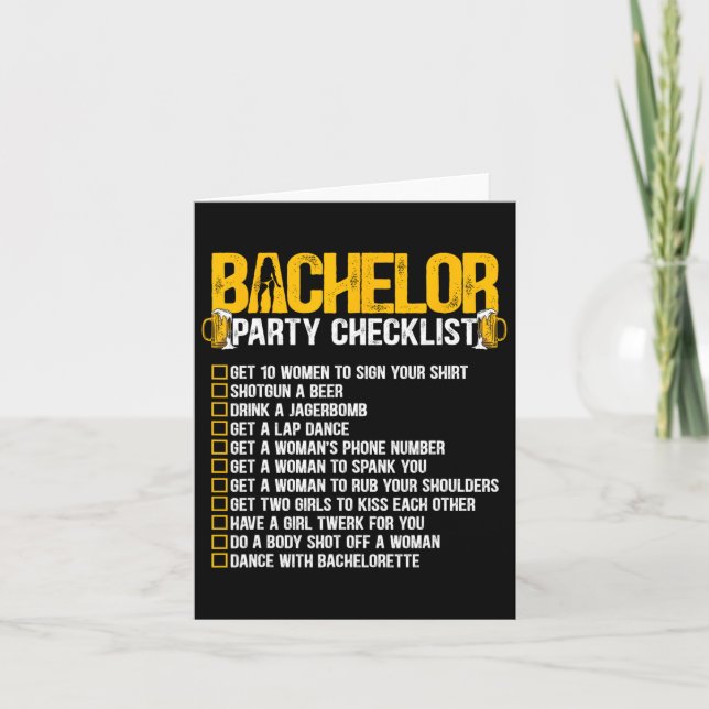 Getried Groom Funny Bachelor Party Checkli Karte (Vorderseite)