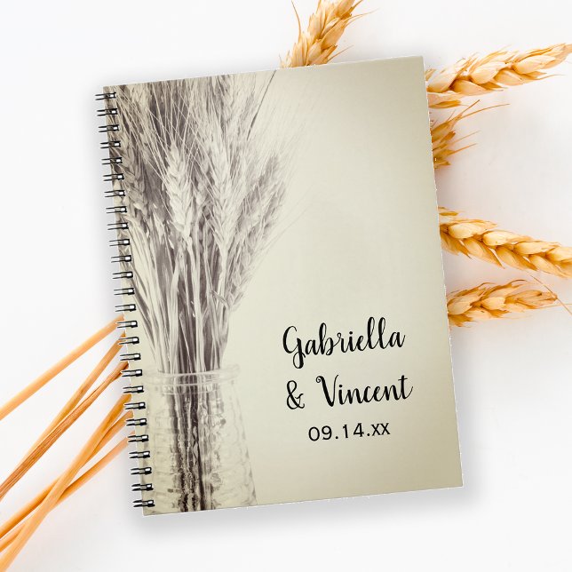 Getrocknete Barley Bottle Farm Wedding Guest Book Notizblock (Von Creator hochgeladen)