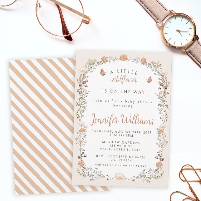 Getrocknete Blume Wildblume fallen Mädchen-Dusche Einladung (Von Creator hochgeladen)