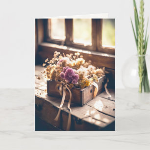 Getrocknete Blumen in einer Box zum Danke sagen Karte