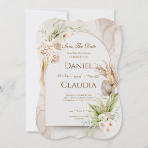 Getrocknete Blumenbogen-Hochzeitseinladung mit Gra Einladung