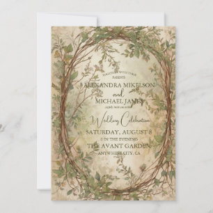 Getrocknete Fächerpalmenoase Botanische Hochzeitse Einladung