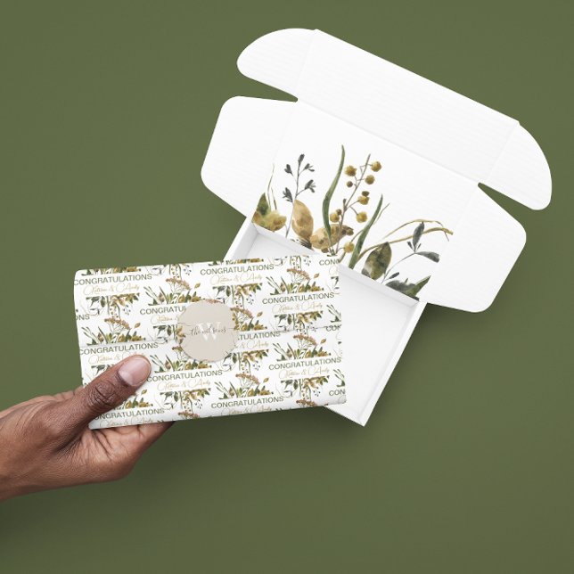 Getrocknete florale Gratulationen Tissue Seidenpapier (Congratulate a special couple with this beautiful dried floral tissue paper! Matching collection! )