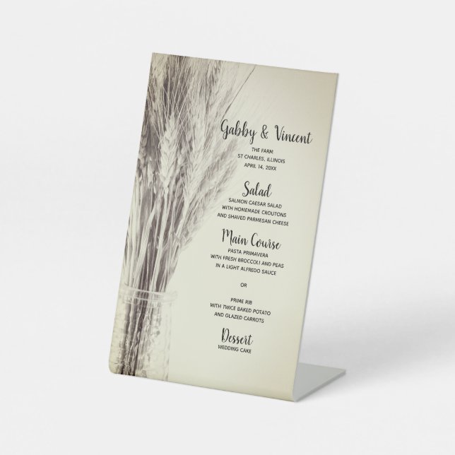 Getrocknete Gerste in Milchflaschen Farm Wedding M Sockelschild (Vorderseite)