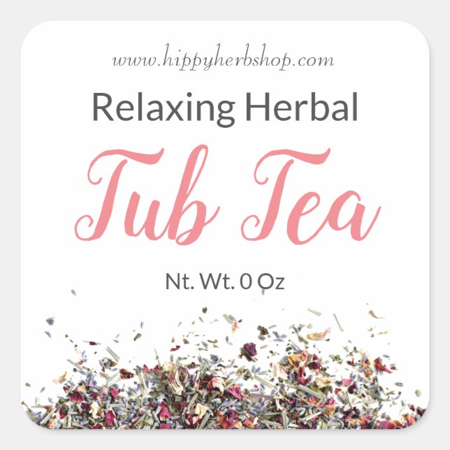 Getrocknete Kräuterextrakte Bath Tub Tea Soak Labe Quadratischer Aufkleber (Vorderseite)